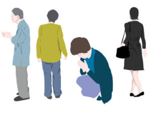 喪に服す人々